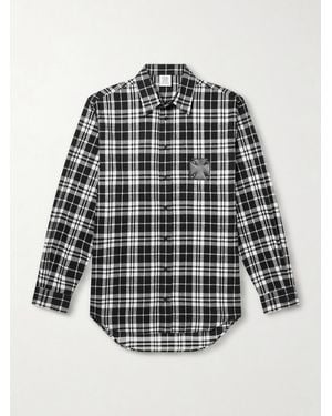 Vetements Leather-Appliquéd Checked Cotton-Flannel Shirt - Multicolour