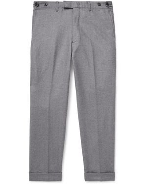 Beams Plus Ivy Cropped Tapered Brushed Wool-blend Twill Suit Pants - Gray