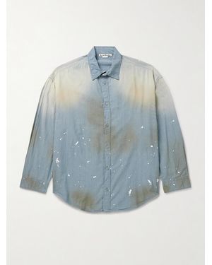 Acne Studios Distressed Cotton-Chambray Shirt - Blue