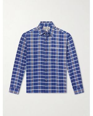 Kartik Research Patadui Checked Cotton Shirt - Blue