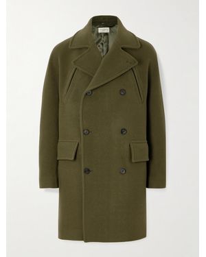 Officine Generale Amir Double-Breasted Brushed Wool-Blend Coat - Green
