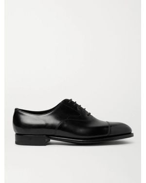 Edward Green Chelsea Cap-Toe Burnished-Leather Oxford Shoes - Black
