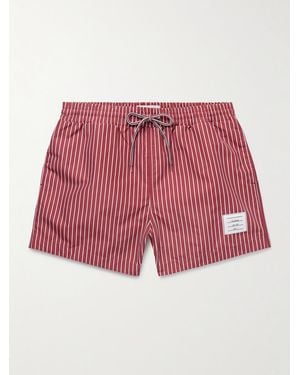 Thom Browne Slim-Fit Short-Length Striped Swim Shorts - Red