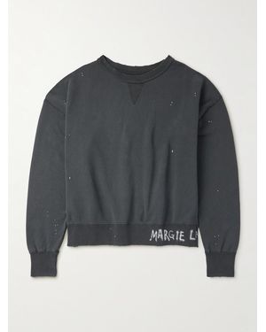 Maison Margiela Cropped Paint-Splattered Cotton-Jersey Sweatshirt - Grey