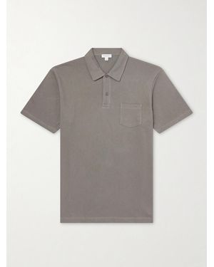 Sunspel Riviera Cotton-Mesh Polo Shirt - Grey