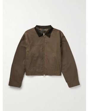 Kapital Drizzler Cropped Corduroy-trimmed Oiled-cotton Jacket - Natural