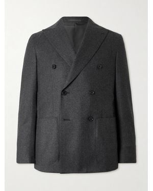 Caruso Double-Breasted Wool Blazer - Black