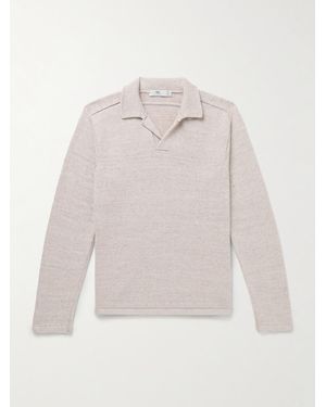 Inis Meáin Pullover aus einer Woll-Leinenmischung mit Polokragen - Weiß