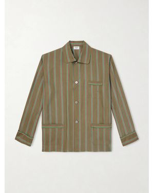Saint Laurent Piped Striped Recycled-Twill Shirt - Green
