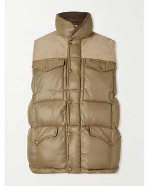 RRL Weste aus Shell mit Velourslederbesatz - Natur