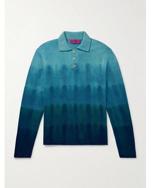 The Elder Statesman Ombré Italian Cashmere Polo - Blue