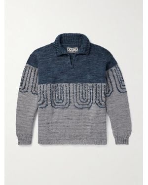 Kartik Research Pullover aus Jacquard-Strick aus Wolle - Blau