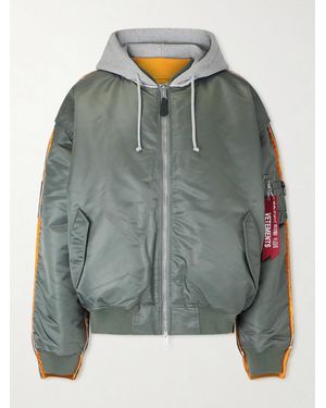 Vetements Padded Shell And Cotton-Blend Jersey Hooded Jacket - Green