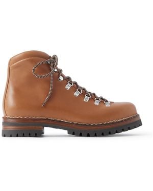 Loro Piana Oiled Leather Lace-Up Boots - Brown