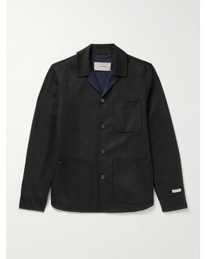 Canali Camp-Collar Wool-Blend Felt Overshirt - Black