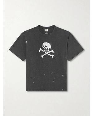 Orslow Vintage Fade Printed Paint-splattered Cotton-jersey T-shirt - Black