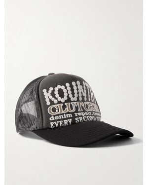 Kapital Pearl Clutcher Printed Canvas And Mesh Trucker Cap - Black