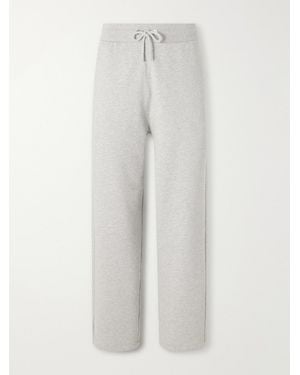 Ami Paris Straight-Leg Cotton-Blend Jersey Sweatpants - White