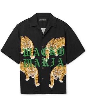 Wacko Maria Convertible-Collar Printed Recycled-Tencel Shirt - Black