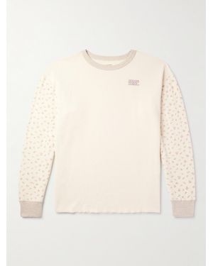 Kapital Logo-Embroidered Printed Waffle-Knit Cotton-Jersey T-Shirt - Natural