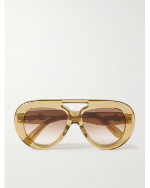 Loewe Curvy Oversized Double-bridge Aviator-style Acetate Sunglasses - Natural
