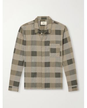 Folk Patch Checked Cotton-Blend Seersucker Shirt - Green
