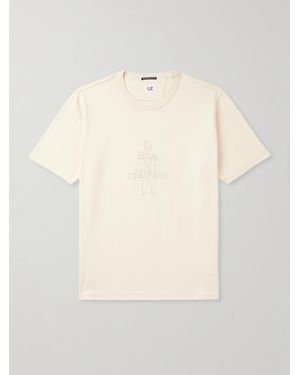 C.P. Company Embroidered Cotton-jersey T-shirt - Natural
