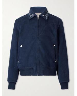 CHERRY LA Charro Logo-Embroidered Cotton-Corduroy Jacket - Blue