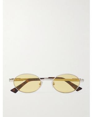 Bottega Veneta Stretch Panthos Oval-Frame-Tone Sunglasses - Natural