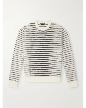 Tom Ford Striped Mohair-Blend Sweater - Weiß