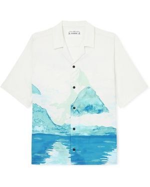 MANAAKI Paradise Camp-collar Printed Lyocell Shirt - Blue