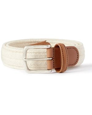 Anderson's Leather-trimmed Woven Cord Belt - Natural