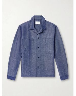 NN07 Rob Cotton And Linen-Blend Chambray Shirt - Blue