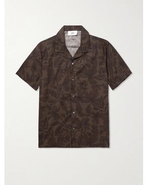 MR P. Camp-Collar Floral-Print Cotton Shirt - Brown