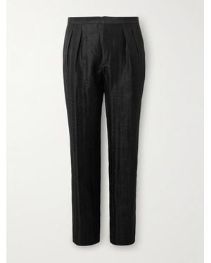 Brioni Tapered Faille Tuxedo Trousers - Black