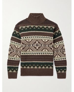 Polo Ralph Lauren Cotton-Blend Jacquard Mock-Neck Sweater - Grigio