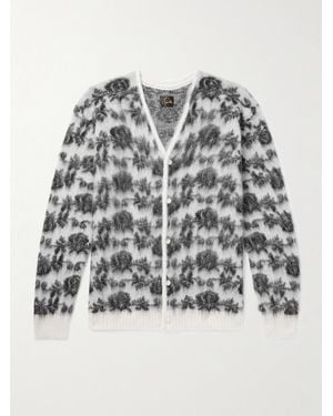 Needles Rose Floral-Intarsia Mohair-Blend Cardigan - Natural