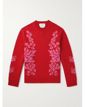 A Kind Of Guise Floral-Jacquard Wool Sweater - Rosso