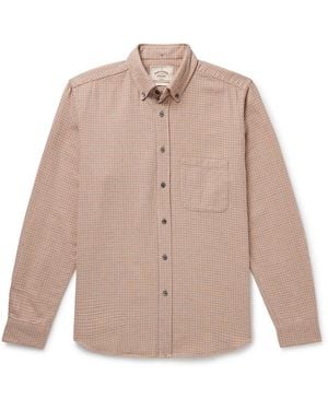 Portuguese Flannel Estudo Button-down Collar Checked Organic Cotton-flannel Shirt - Natural