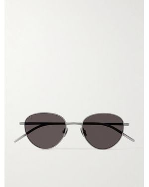 Bottega Veneta Panthos Round-Frame-Tone Titanium Sunglasses - Metallic