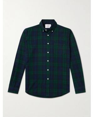 Portuguese Flannel Bonfim Button-Down Collar Checked Cotton-Flannel Shirt - Green