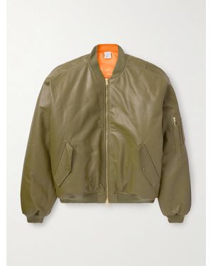 Vetements Oversized Leather Bomber Jacket - Green