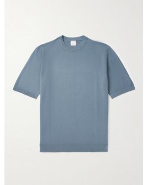Eleventy Slim-Fit Ribbed Cotton T-Shirt - Blue