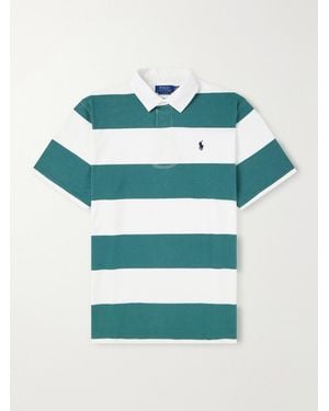 Polo Ralph Lauren Logo-Embroidered Striped Cotton-Jersey Polo Shirt - Green