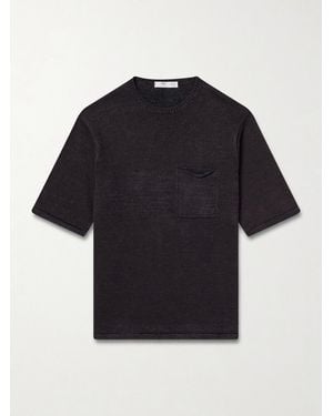 Inis Meáin Knitted Linen T-shirt - Blue
