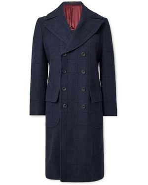Rubinacci Ulster Double-Breasted Checked Wool Coat - Blue