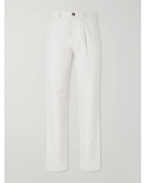 Brunello Cucinelli Slim-Fit Cotton And Linen-Blend Trousers - White