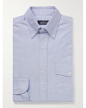 J. Mueser Slim-fit Button-down Collar Cotton Oxford Shirt - Blue