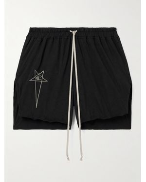 Rick Owens Champion Dolphin Straight-Leg Logo-Embroidered Cotton-Jersey Shorts - Black