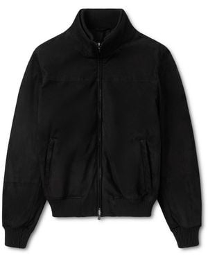 Thom Sweeney Suede Bomber Jacket - Black